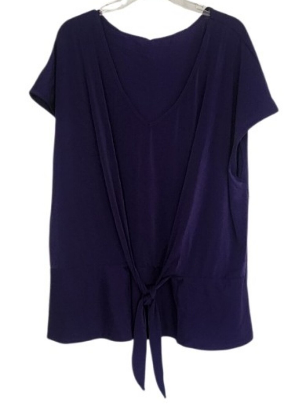 Womens Deep Purple Tie-Front V-Neck Top Sz 4x Nwt